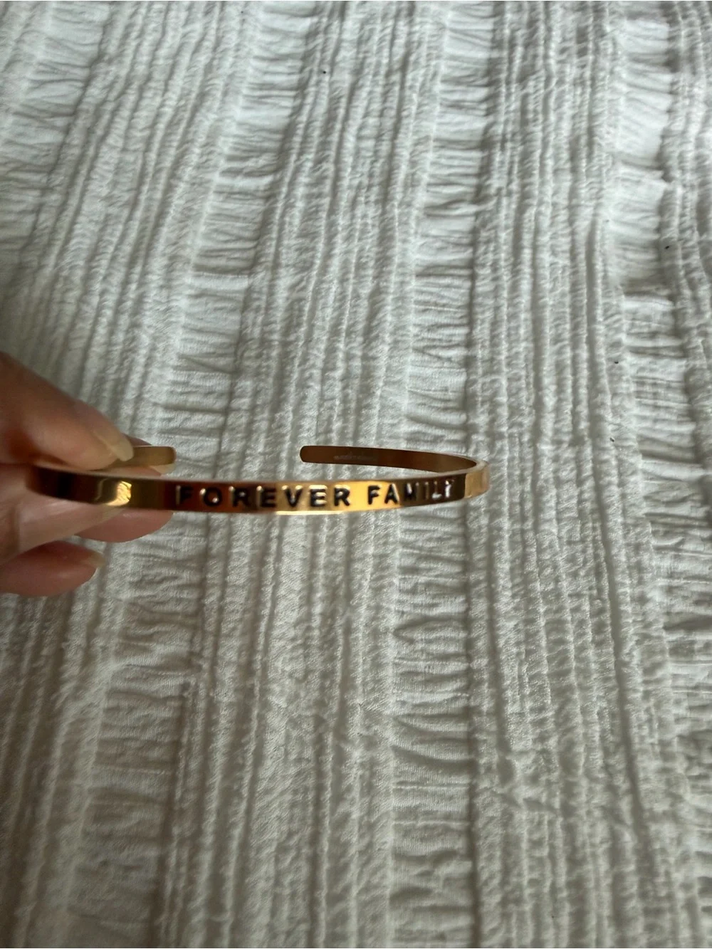 Rose Gold “Forever Family” Inspirational Cuff Bracelet – Adjustable